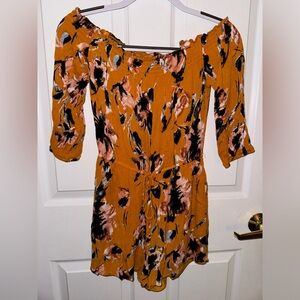 Mustard yellow and floral romper